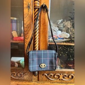 Burberry Navy Check Flap Shoulder Crossbody Saddle Bag “AS IS”
